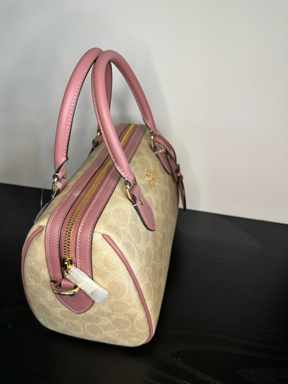 Coach Signature Sand and Peony Heart Charm Medium Rowan NWT CDB21 - Picture 3 of 12